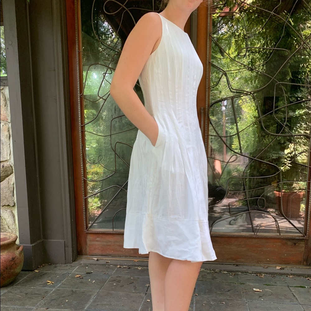 Lauren for Ralph Lauren white linen midi dress